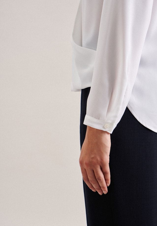 Long sleeve Crepe Wraparound Blouse in White |  Seidensticker Onlineshop