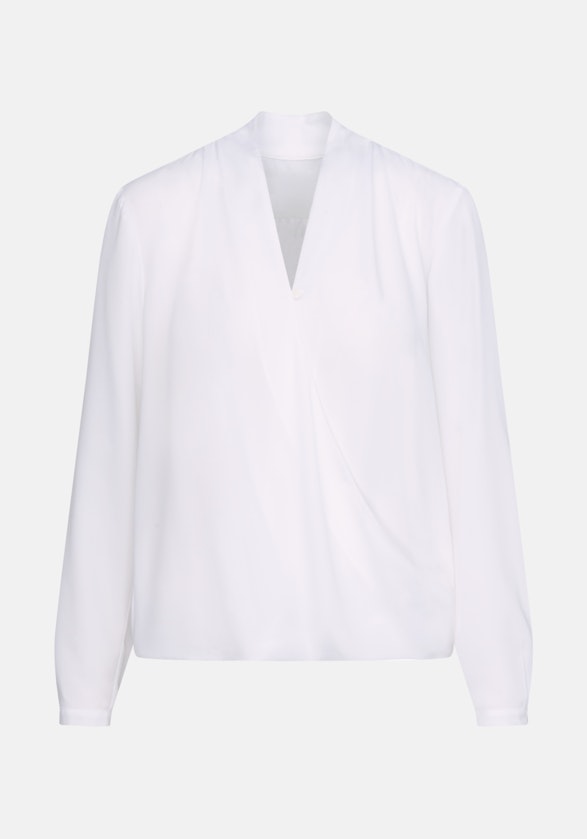 Long sleeve Crepe Wraparound Blouse in White |  Seidensticker Onlineshop