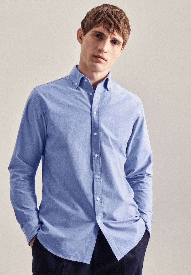 mit Shaped Hemd | Herren in Oxford Seidensticker Business Button-Down-Kragen hellblau