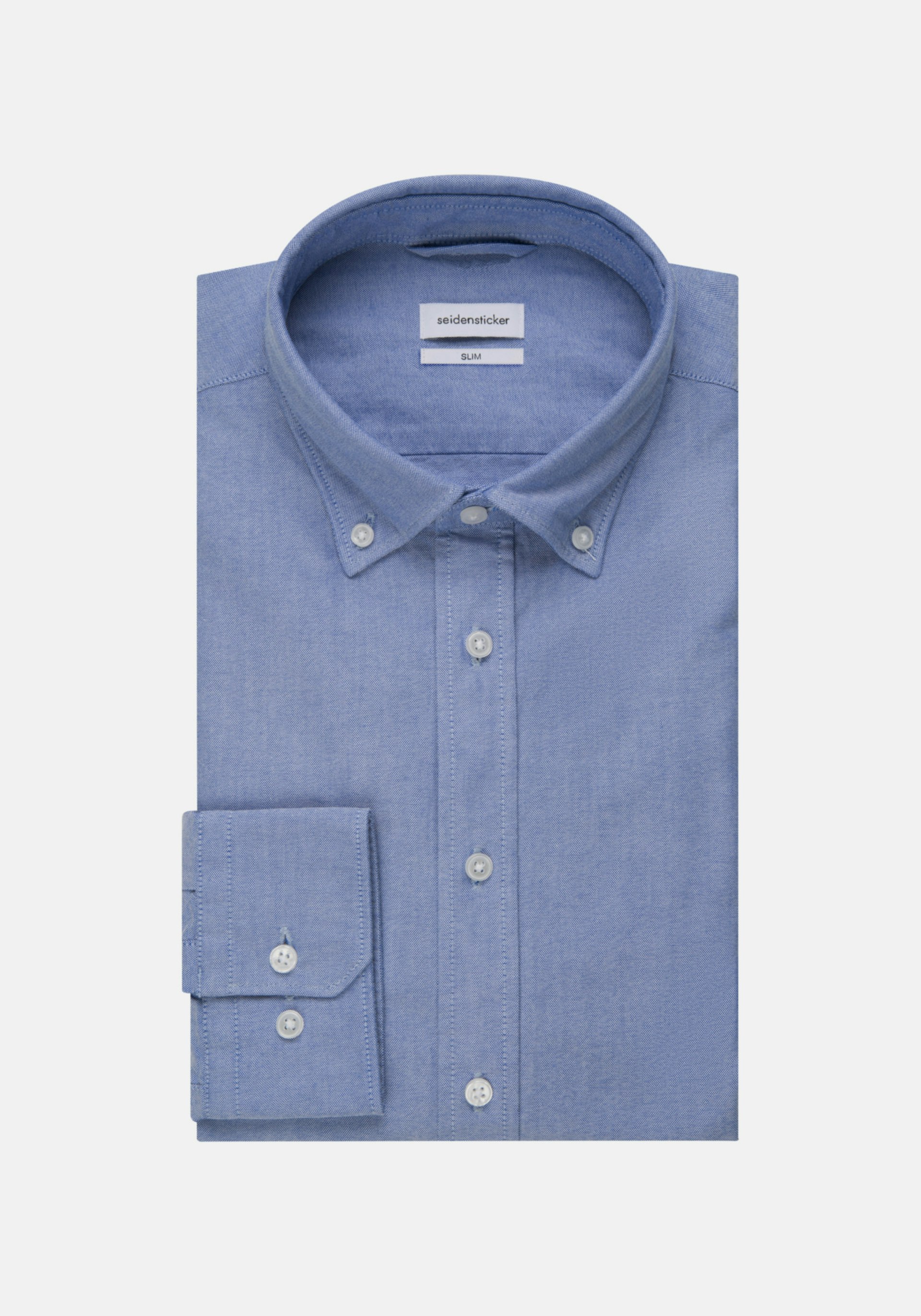 Herren Oxford Business Hemd in Shaped mit Button-Down-Kragen hellblau |  Seidensticker