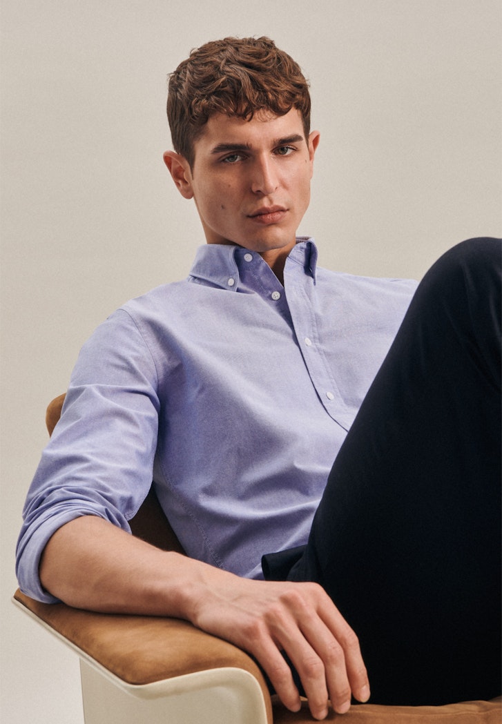 Oxford Seidensticker Herren hellblau mit Button-Down-Kragen in | Slim Business Hemd