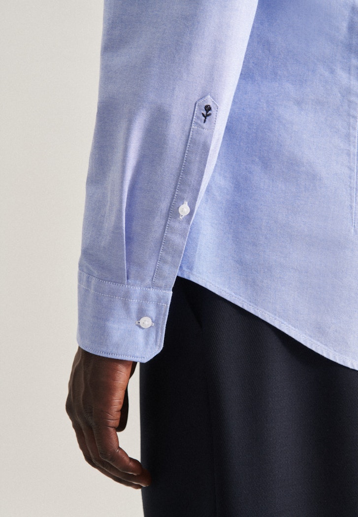 Herren Oxford Seidensticker Button-Down-Kragen Hemd | Business in Slim mit hellblau