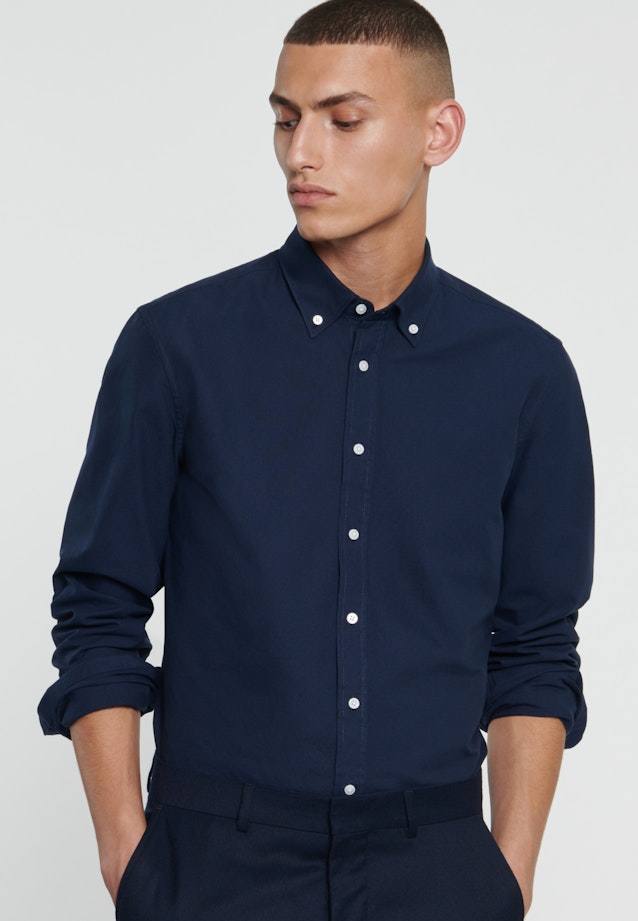 Oxford Business Hemd in Slim mit Button-Down-Kragen in Dunkelblau |  Seidensticker Onlineshop