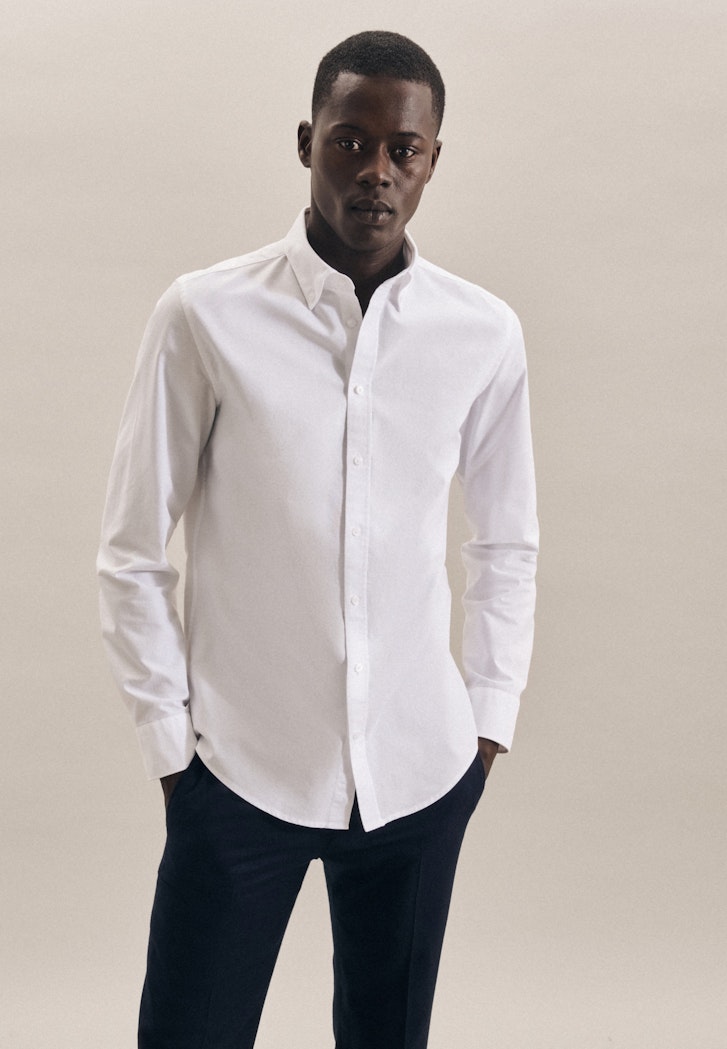 Herren Oxford Business Hemd in Slim mit Button-Down-Kragen weiß |  Seidensticker | Businesshemden