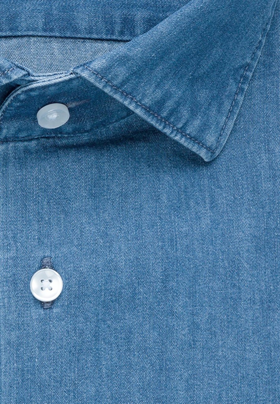 Denimhemd in Slim mit Kentkragen in Mittelblau |  Seidensticker Onlineshop
