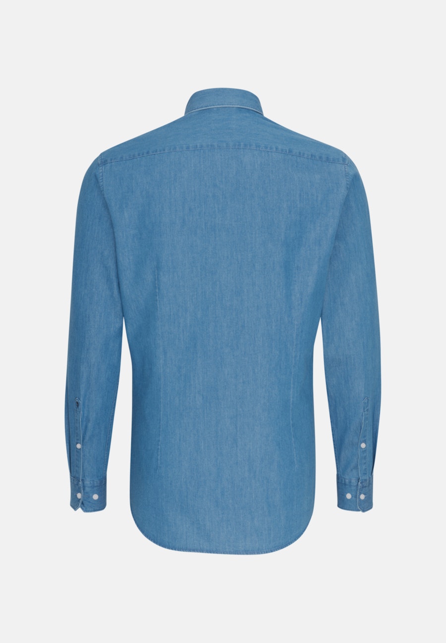 Denimhemd in Slim mit Kentkragen in Mittelblau |  Seidensticker Onlineshop