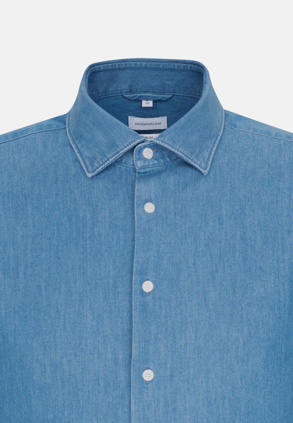 Denimhemd in Slim mit Kentkragen in Mittelblau | Seidensticker Onlineshop