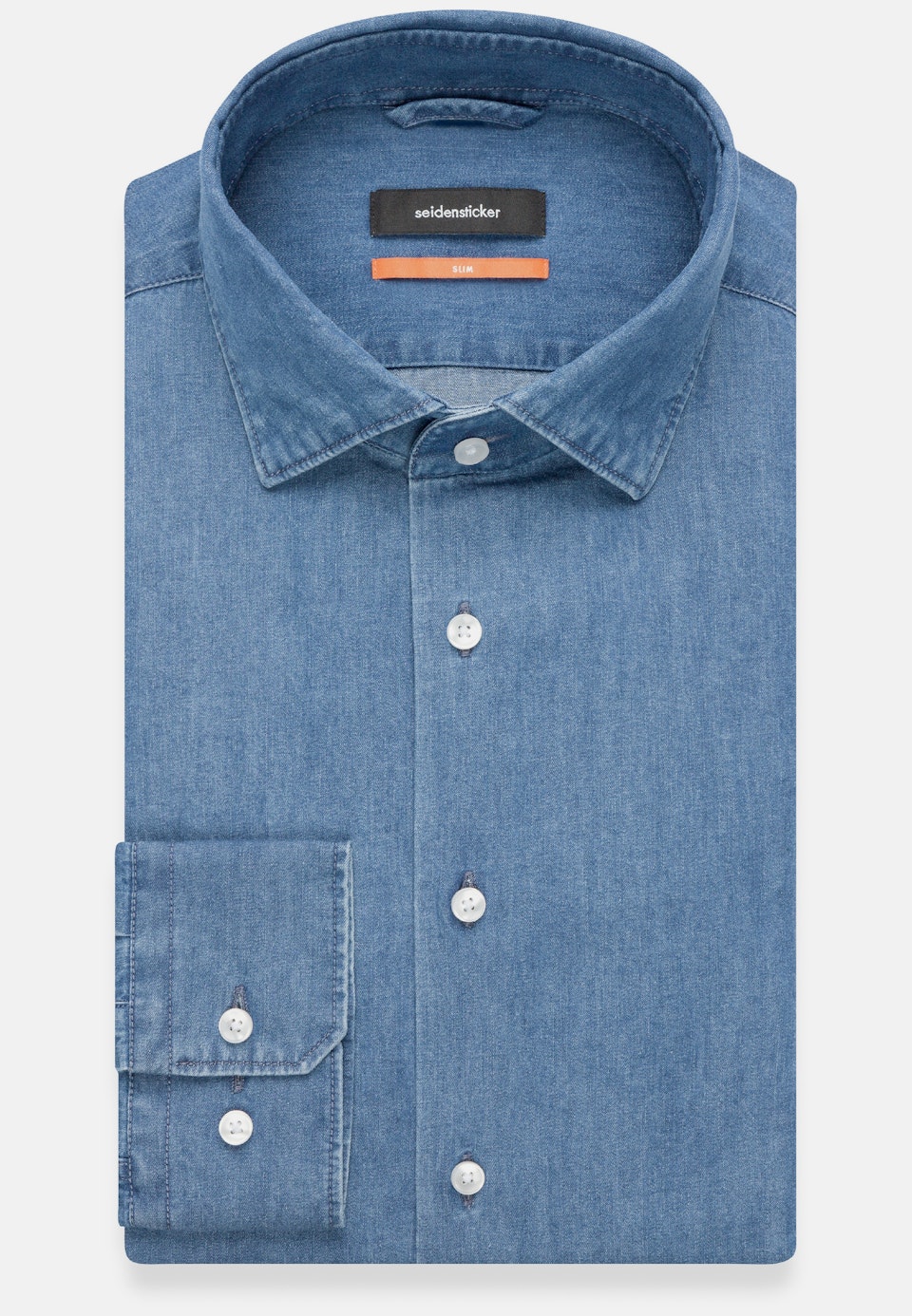 Denimhemd in Slim mit Kentkragen in Mittelblau | Seidensticker Onlineshop