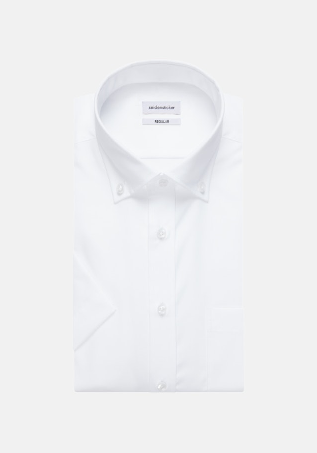 Non-iron Poplin Short sleeve Business Shirt in Regular with Button-Down-Collar in White |  Seidensticker Onlineshop