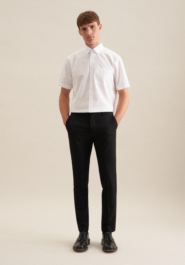 Non-iron Popeline korte arm Business overhemd in Regular with Button-Down-Kraag in Wit |  Seidensticker Onlineshop