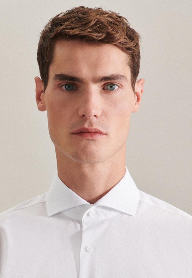 Non-iron Poplin Business Shirt in Regular with Shark Collar in White |  Seidensticker Onlineshop