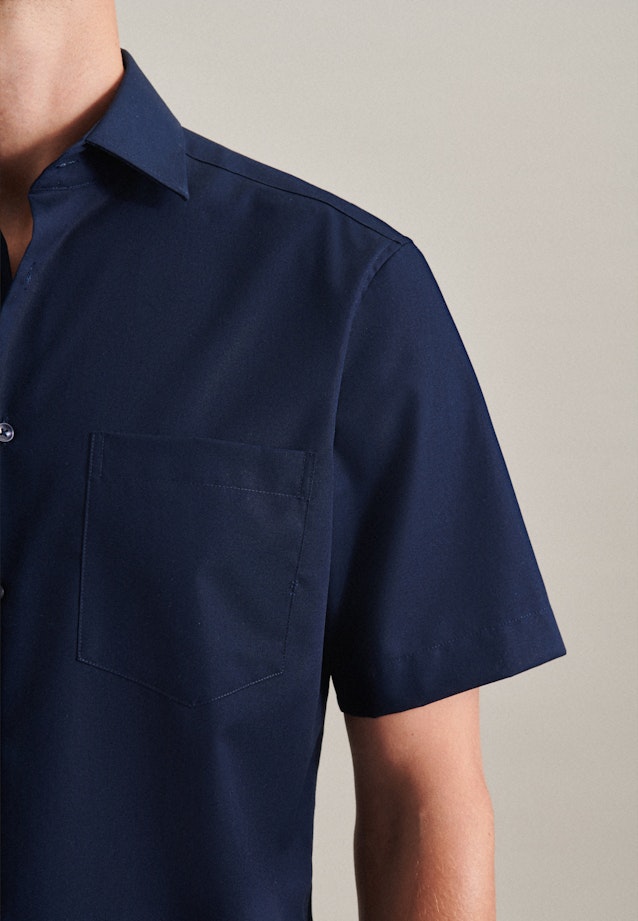 Non-iron Poplin Short sleeve Business Shirt in Regular with Kent-Collar in Dark Blue |  Seidensticker Onlineshop