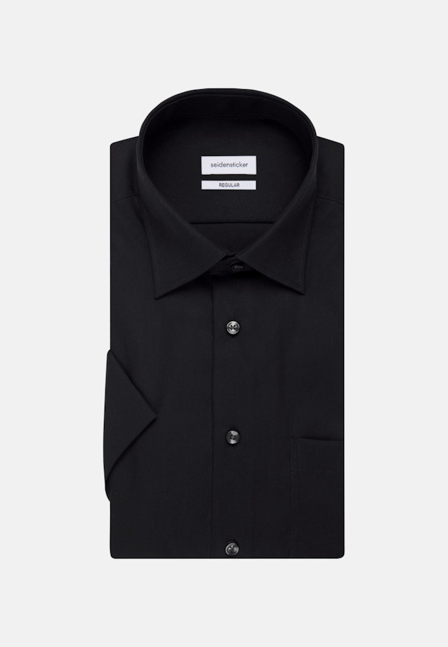 Non-iron Poplin Short sleeve Business Shirt in Regular with Kent-Collar in Black |  Seidensticker Onlineshop