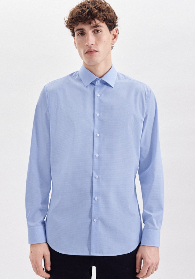 Non-iron Poplin Business Shirt in Shaped with Kent-Collar in Light Blue | Seidensticker Onlineshop