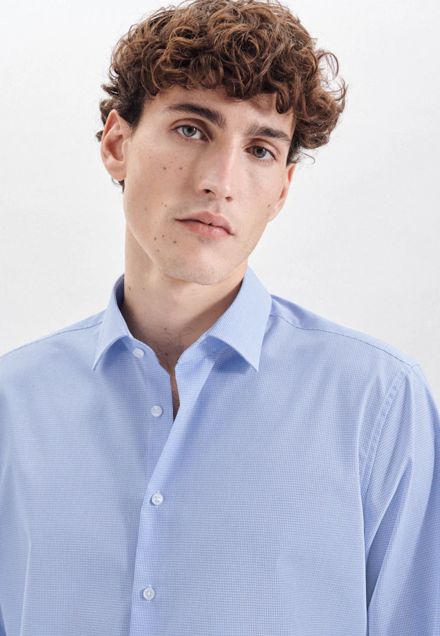 Shaped Business shirt Check in Light Blue |  Seidensticker Onlineshop