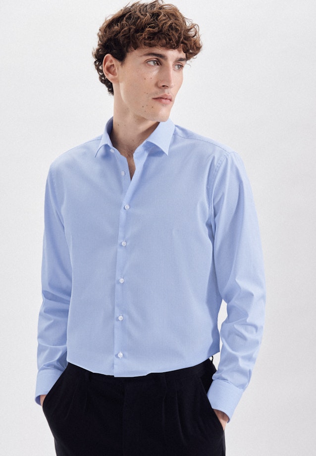 Shaped Business Hemd Karo in Hellblau |  Seidensticker Onlineshop