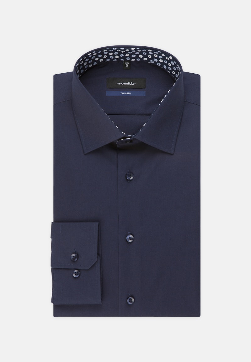 Non-iron Poplin Business Shirt in Shaped with Kent-Collar