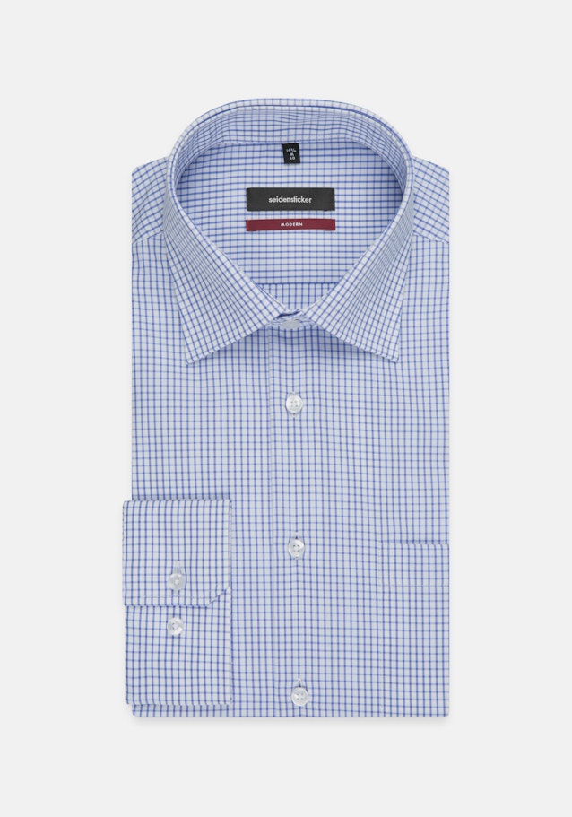 Bügelfreies Popeline Business Hemd in Regular mit Kentkragen und extra langem Arm in Mittelblau |  Seidensticker Onlineshop