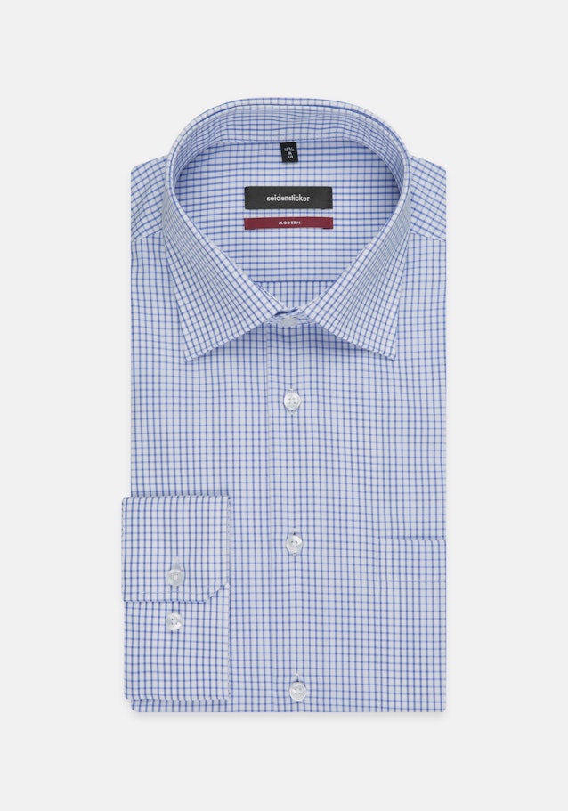 Non-iron Poplin Business Shirt in Regular with Kent-Collar and extra long sleeve in Medium Blue |  Seidensticker Onlineshop