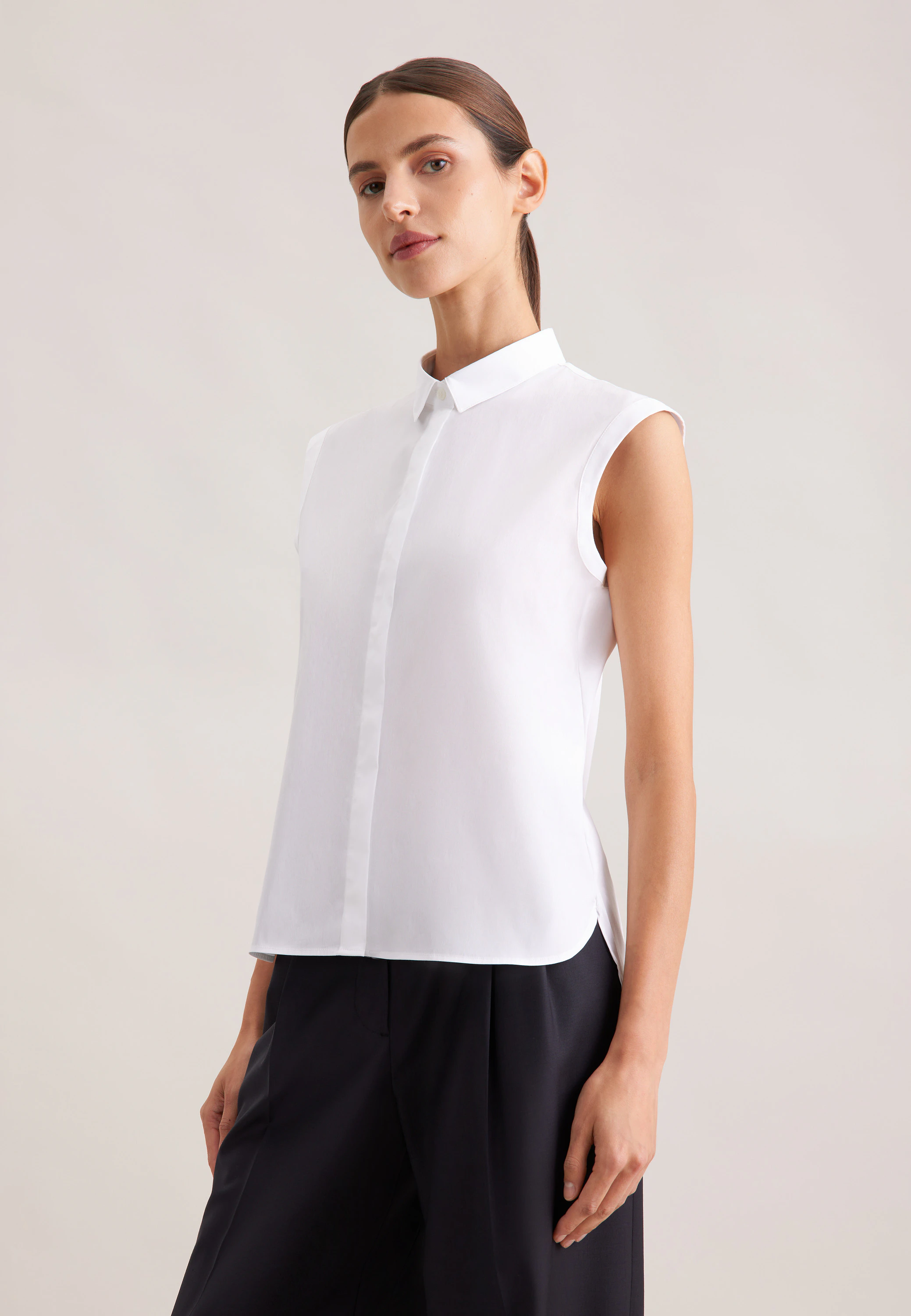 Blusentop mit Stretchanteil slim fit Weiß