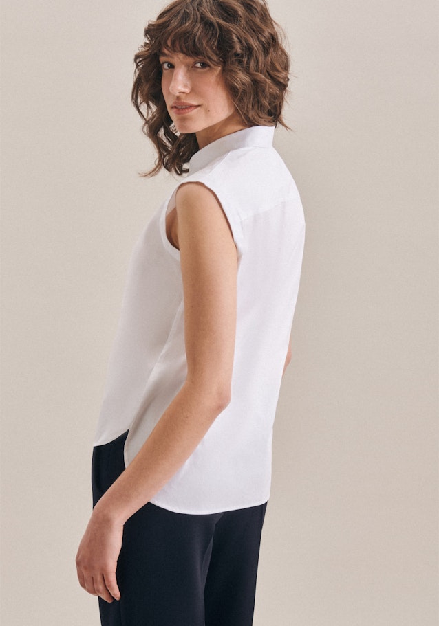 Sleeveless Poplin Shirt Blouse in White | Seidensticker Onlineshop
