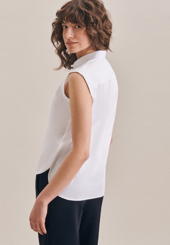 Sleeveless Poplin Shirt Blouse in White | Seidensticker online shop
