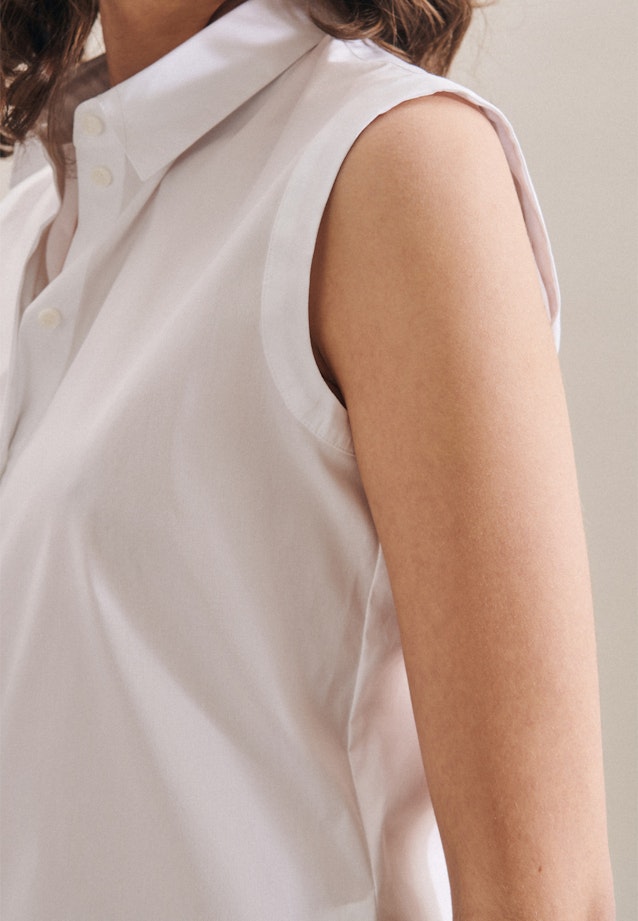 Sleeveless Popeline Shirtblouse in Wit |  Seidensticker Onlineshop