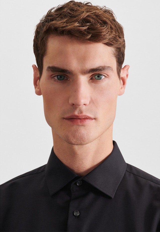 Shaped Business Hemd Uni in Schwarz |  Seidensticker Onlineshop