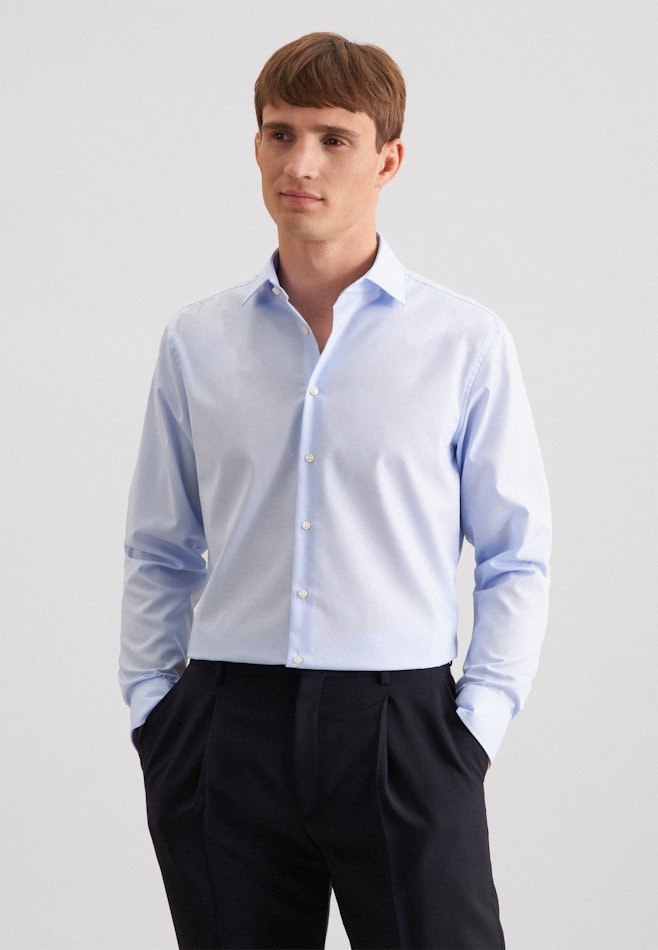 Shaped Business shirt Uni in Medium Blue | Seidensticker online shop