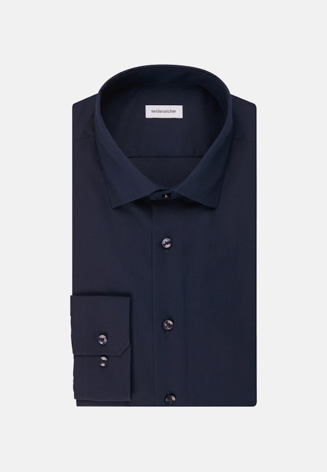 Non-iron Poplin Business Shirt in Shaped with Kent-Collar in Dark Blue |  Seidensticker Onlineshop