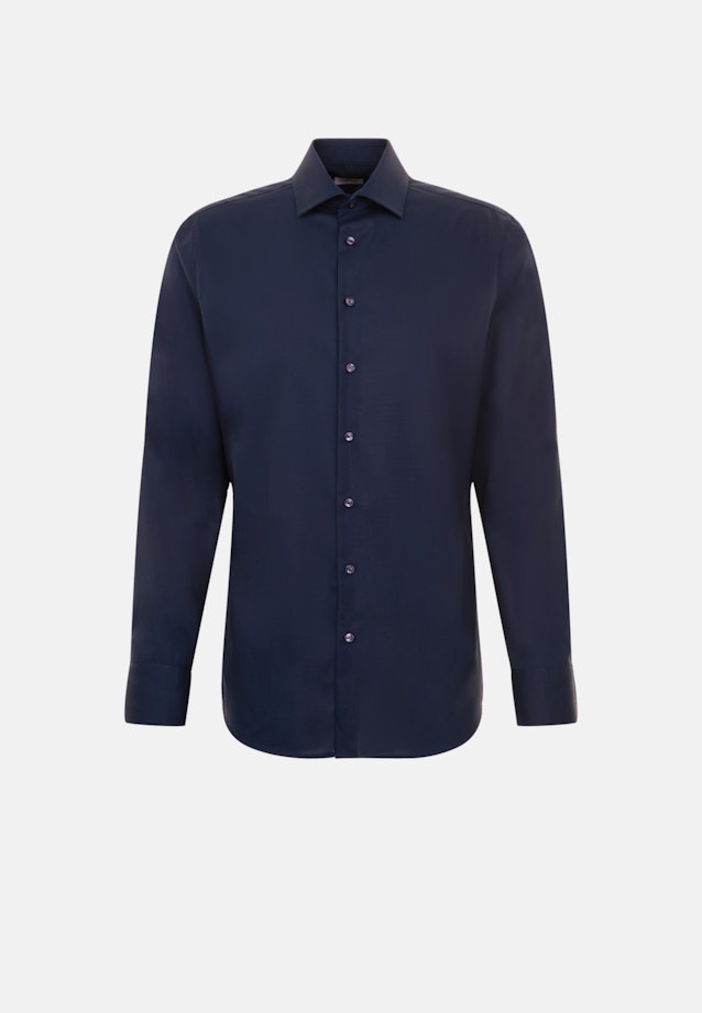 Non-iron Poplin Business Shirt in Shaped with Kent-Collar in Dark Blue |  Seidensticker Onlineshop