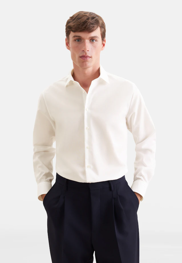 Shaped Business shirt Uni in Ecru |  Seidensticker Onlineshop