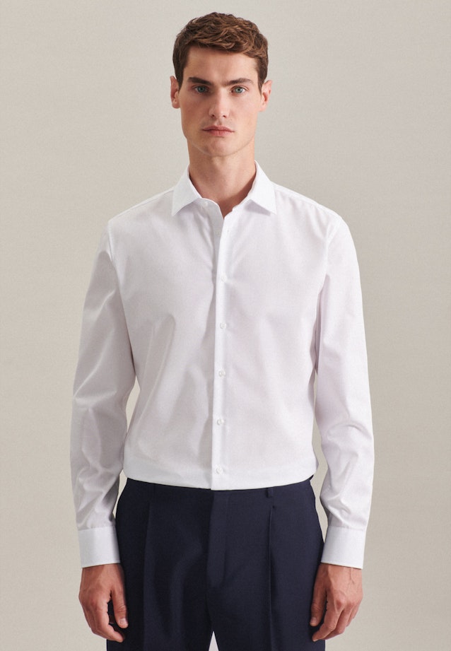 Non-iron Poplin Business Shirt in Shaped with Kent-Collar in White |  Seidensticker Onlineshop