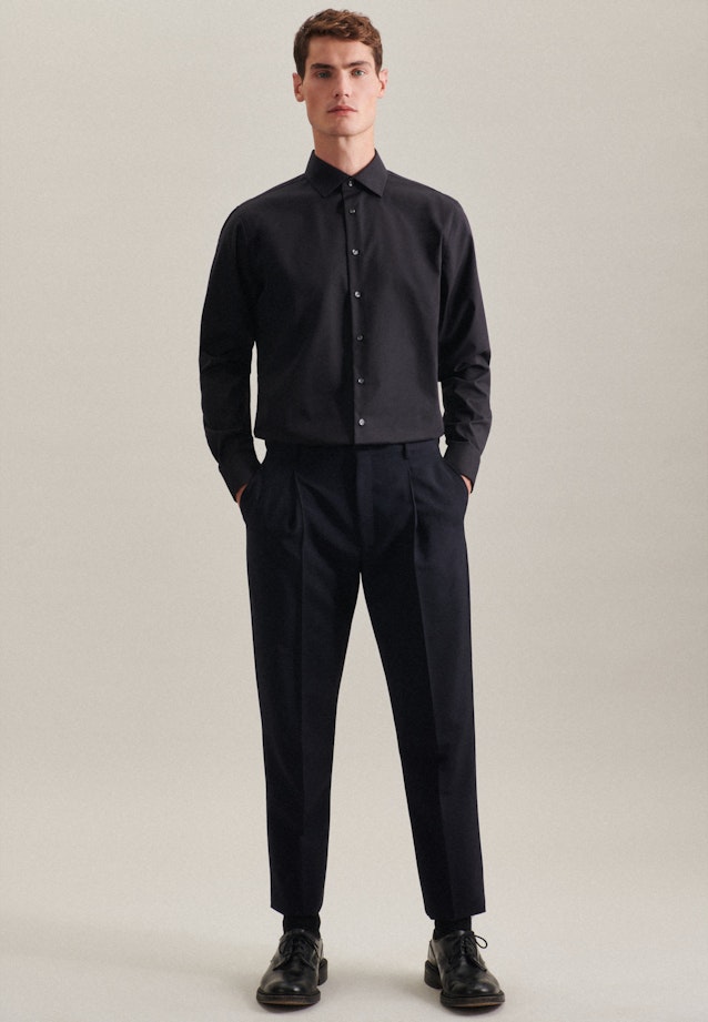 Chemise Business Shaped Popeline Col Kent in Noir |  Seidensticker Onlineshop