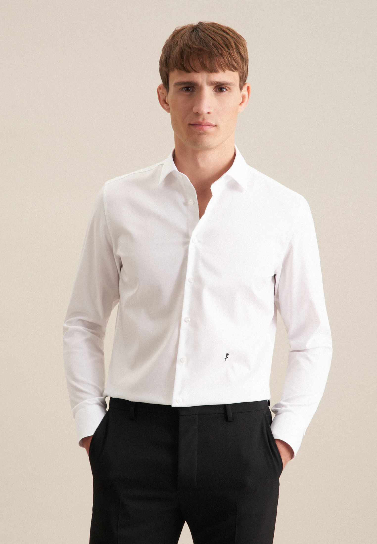 Slim Business Hemd Uni Weiß 38