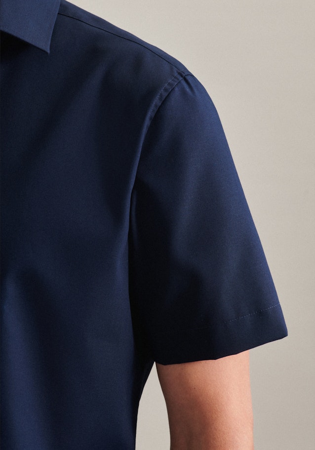 Non-iron Popeline korte arm Business overhemd in Shaped with Kentkraag in Donkerblauw |  Seidensticker Onlineshop