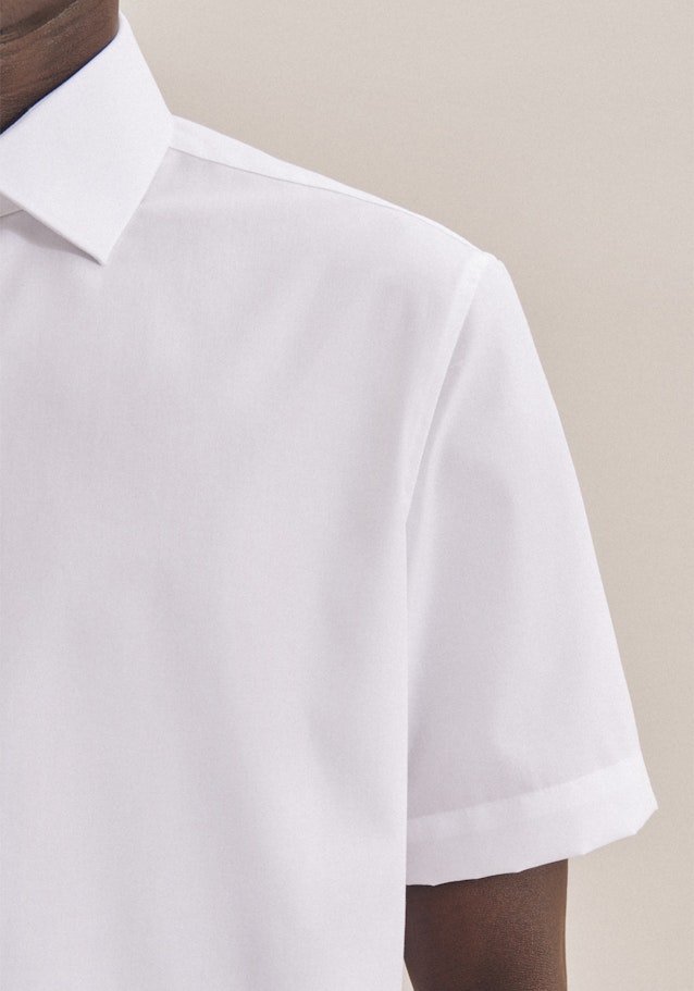 Non-iron Popeline korte arm Business overhemd in Shaped with Kentkraag in Wit |  Seidensticker Onlineshop
