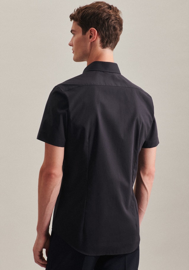 Non-iron Popeline korte arm Business overhemd in Shaped with Kentkraag in Zwart |  Seidensticker Onlineshop
