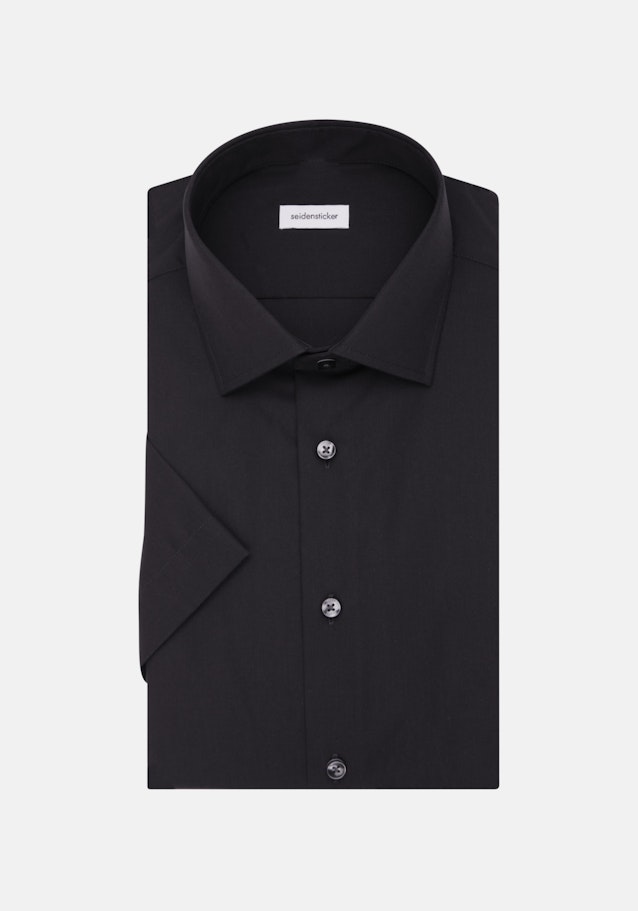Non-iron Poplin Short sleeve Business Shirt in Shaped with Kent-Collar in Black |  Seidensticker Onlineshop