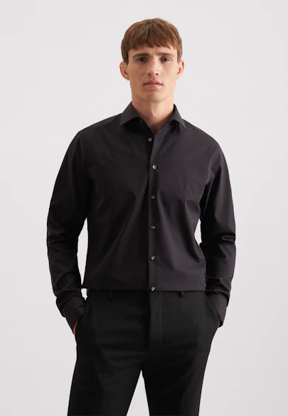 Shaped Business Hemd Uni in Schwarz |  Seidensticker Onlineshop