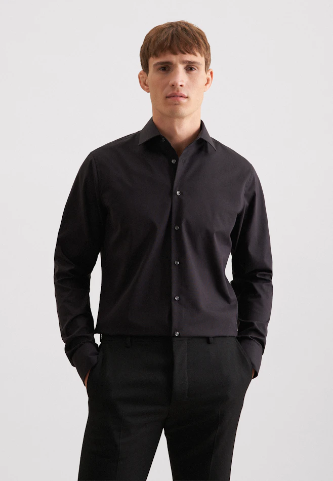 Shaped Business Hemd Uni in Schwarz | Seidensticker Onlineshop