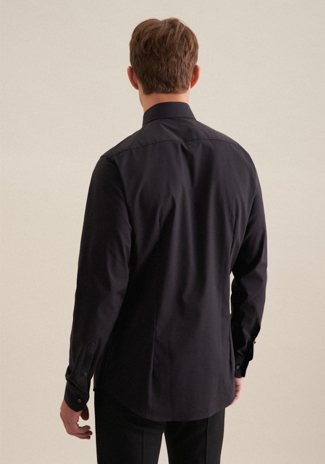 Non-iron Popeline Business overhemd in Shaped with Kentkraag and extra long sleeve in Zwart |  Seidensticker Onlineshop