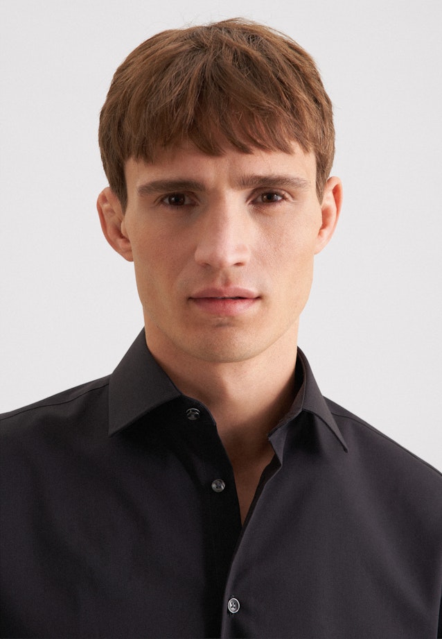 Shaped Business Hemd Uni in Schwarz |  Seidensticker Onlineshop