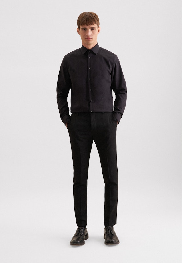 Shaped Business Hemd Uni in Schwarz |  Seidensticker Onlineshop