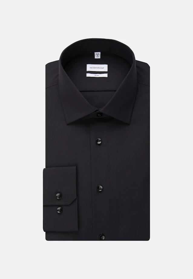 Shaped Business Hemd Uni in Schwarz |  Seidensticker Onlineshop