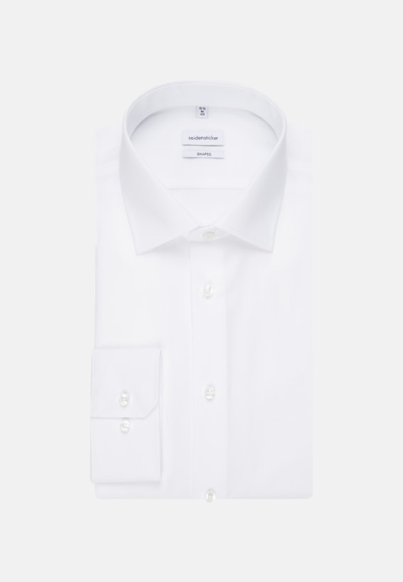 Herren Bügelfreies Popeline Business Hemd und Shaped langem Arm weiß Seidensticker | in mit Kentkragen extra