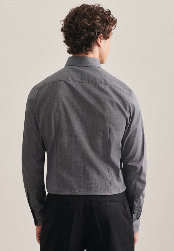 Herren Bügelfreies Popeline Business Hemd in Shaped mit Kentkragen und extra  langem Arm grau | Seidensticker
