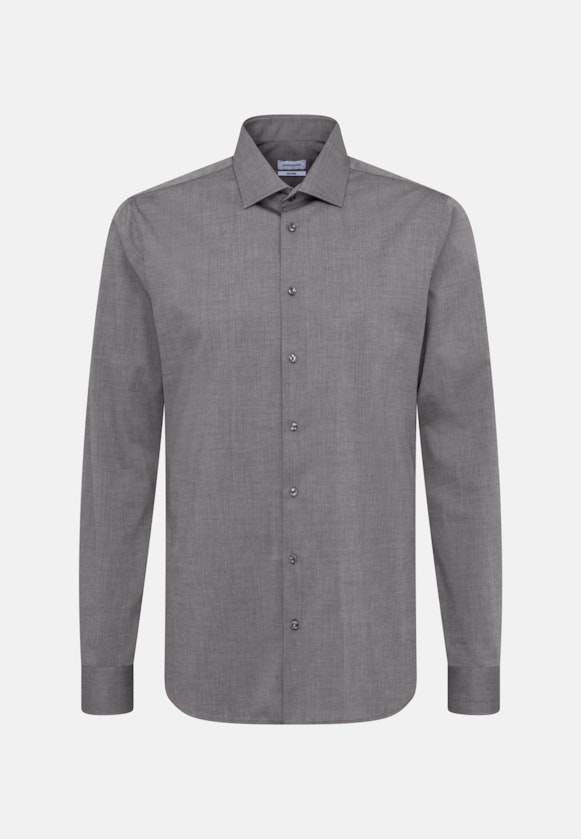 Bügelfreies Popeline Business Hemd in Shaped mit Kentkragen und extra langem Arm in Grau |  Seidensticker Onlineshop