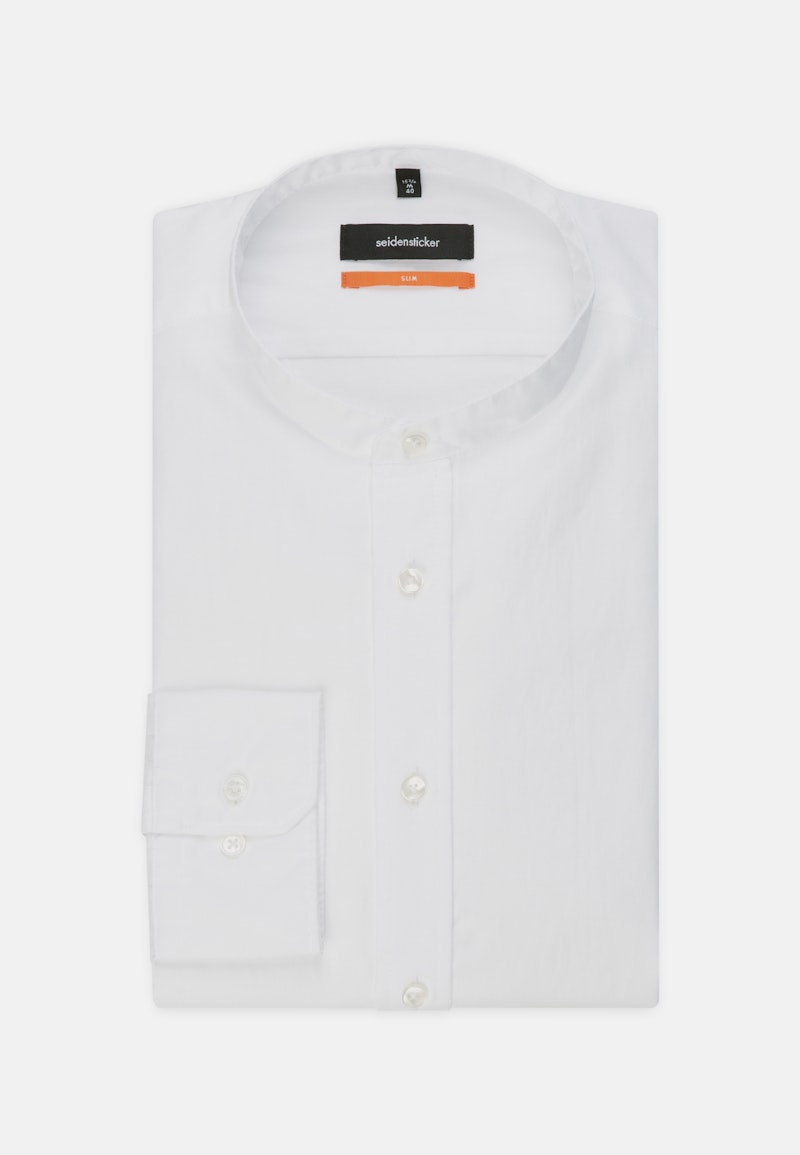 Easy-iron Twill Business Shirt in Slim with Stand-Up Collar