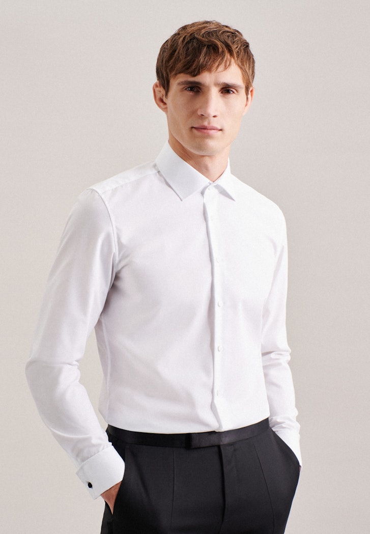 Herren Bügelfreies Popeline Business Hemd in Shaped mit Kentkragen weiß |  Seidensticker